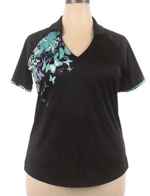 Greg Norman Black Short Sleeve Women's Golf Top w/Butterfly insert Size XXL MSP$80
