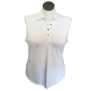 Greg Norman White Women's Sleeveless Golf Top w/Gold Dots Size XL MSP$75
