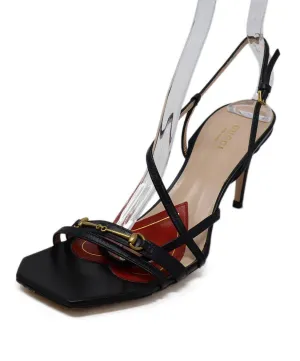Gucci Black Leather Horsebit Sandals sz 8