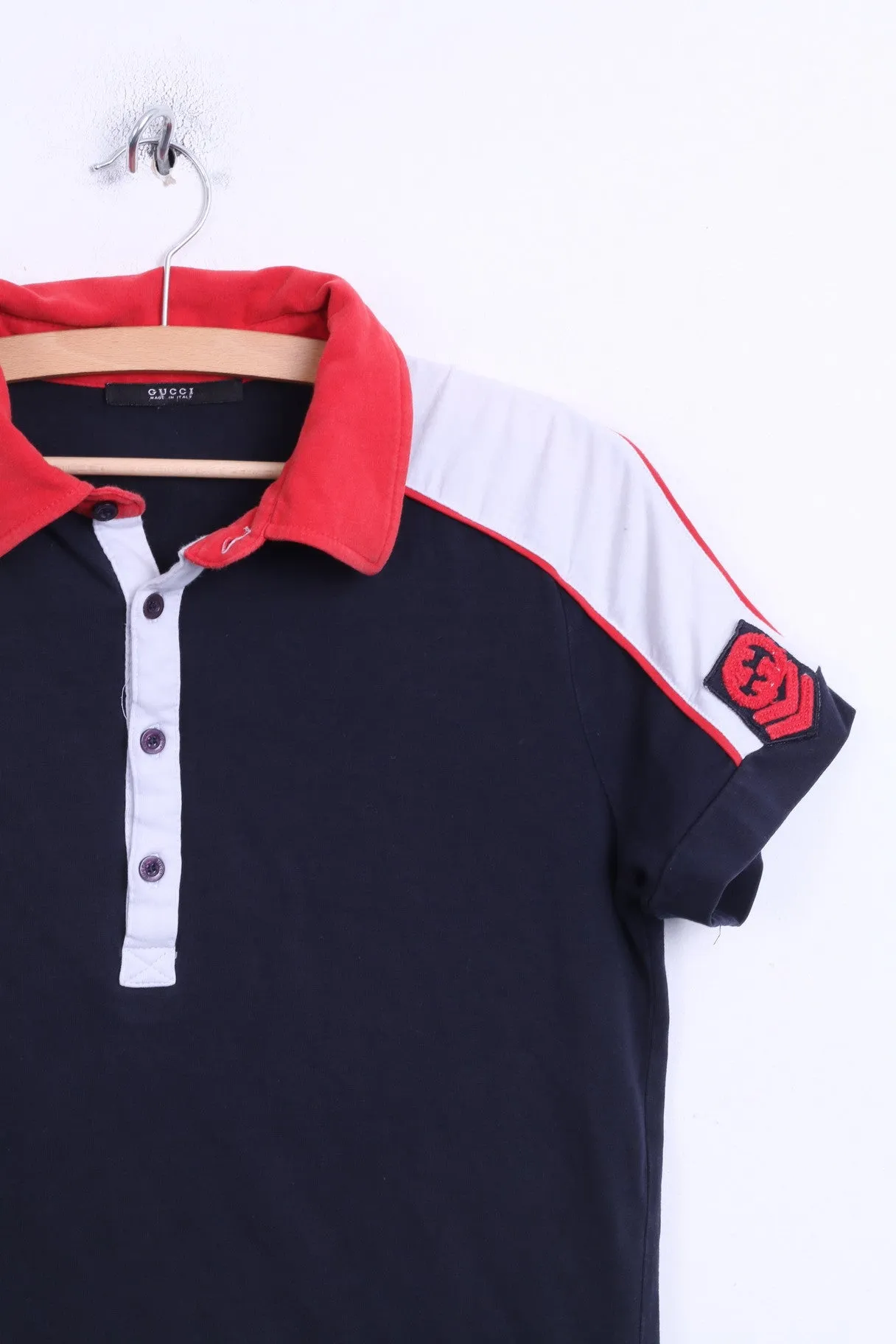Gucci Womens XL Polo Shirt Navy Cotton Sport Italy
