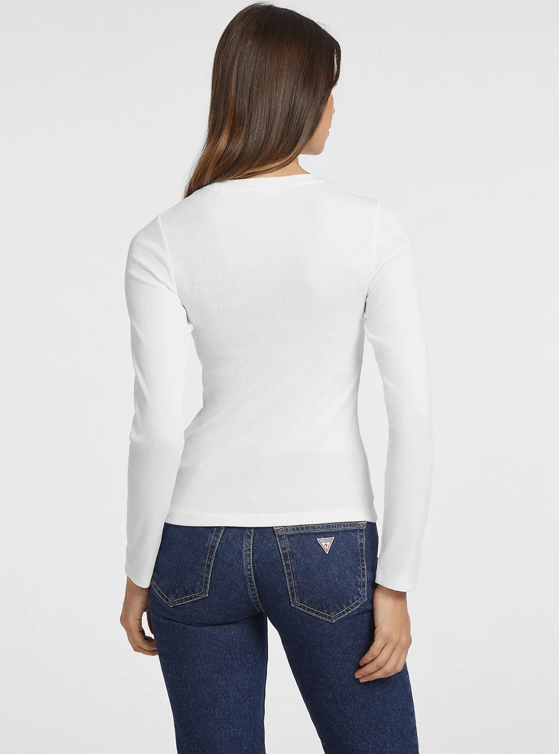 Guess Jeans White Long Sleeve Star T-Shirt Guess