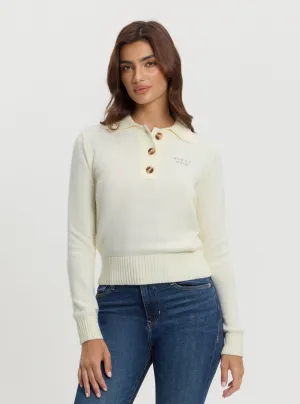 Guess Jeans White Polo Knit Jumper Guess
