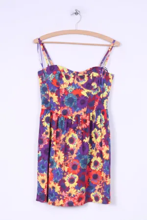 Henry Holland Womens 10 38 S Dress Spaghetii Straps Flower Print Flared Mulicolor Summer