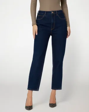 High-Rise Straight Leg Mom Denim Jeans In Authentic Dark Wash Guess