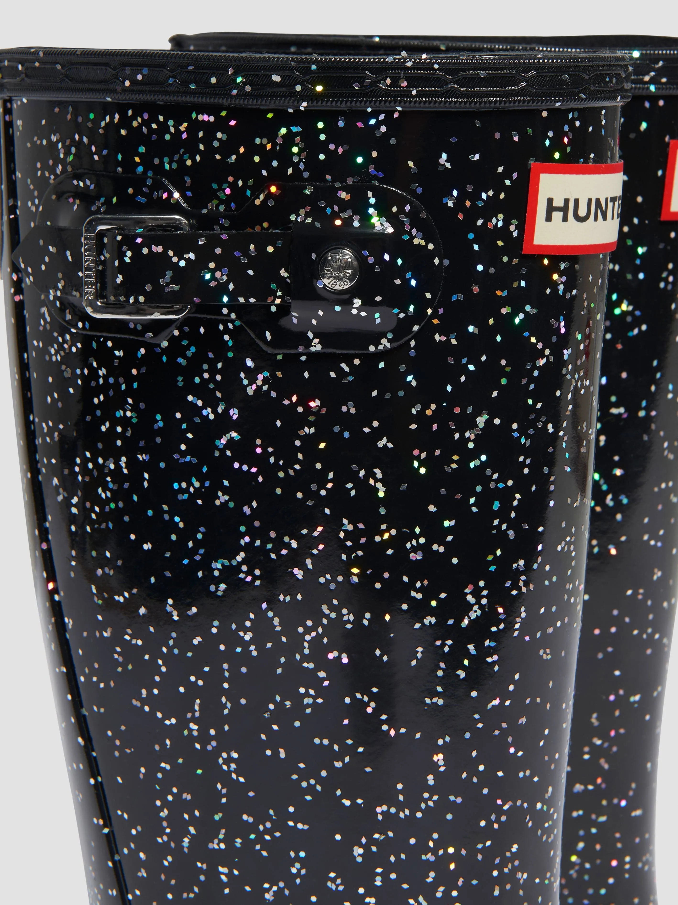 Hunter Kids Original Giant Glitter Wellingon Boots in Black