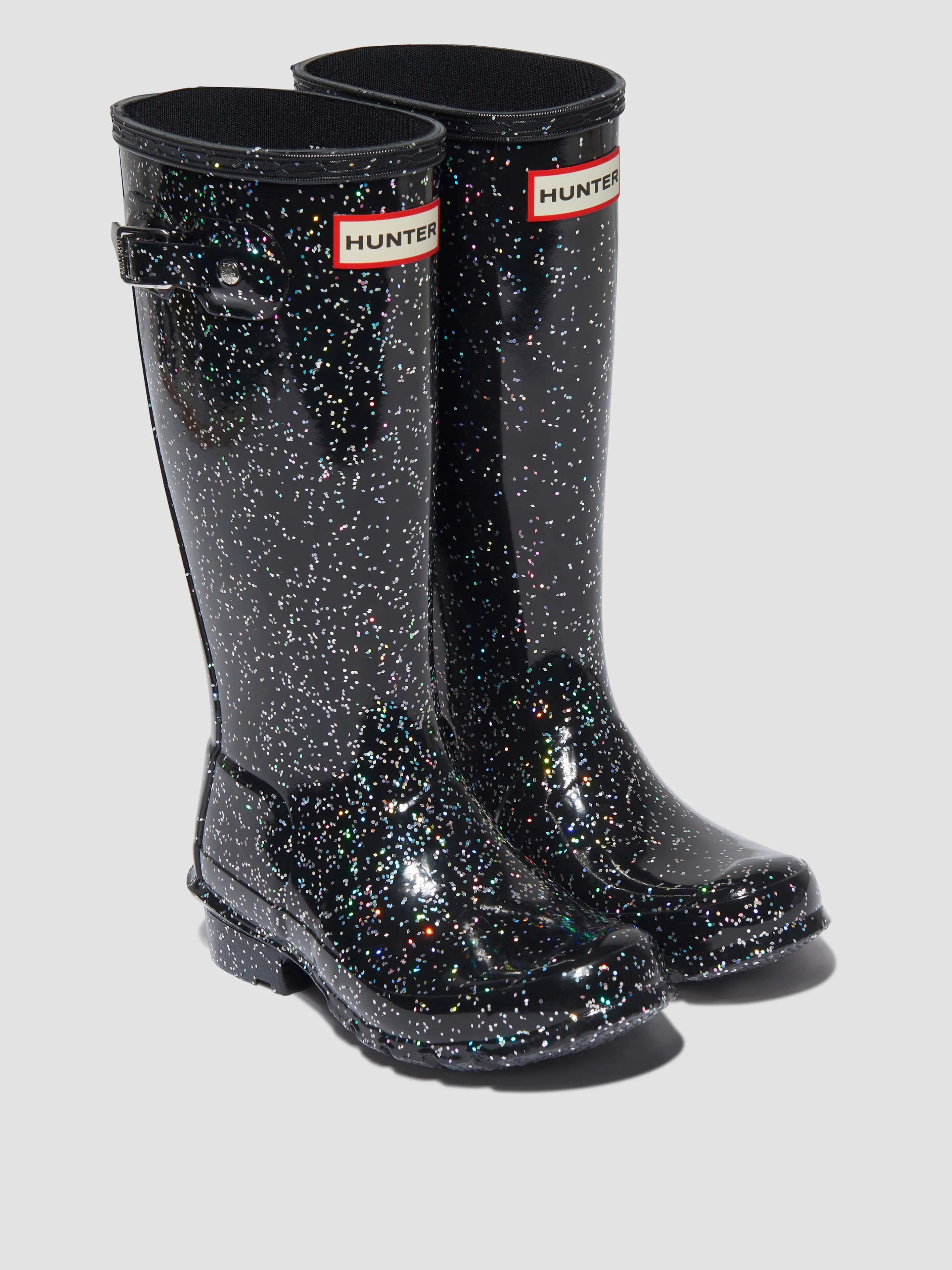 Hunter Kids Original Giant Glitter Wellingon Boots in Black