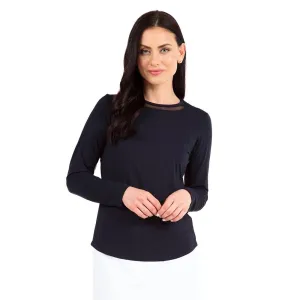 Ibkul Black Long Sleeve Crew Neck Golf Top w/ Mesh Inlay Size L MSP$87