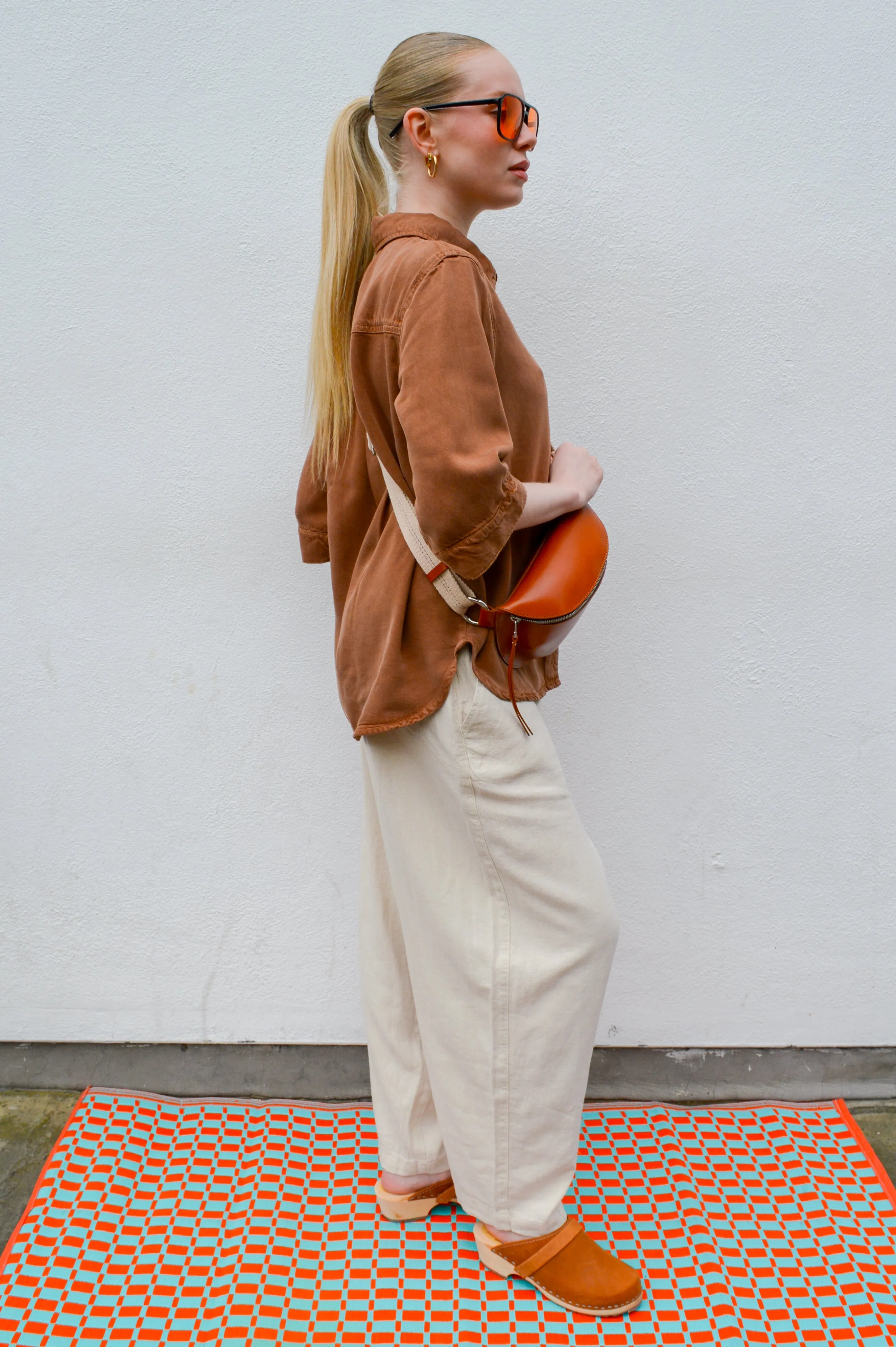 ICHI Linno Ecru Barrel Leg Trousers