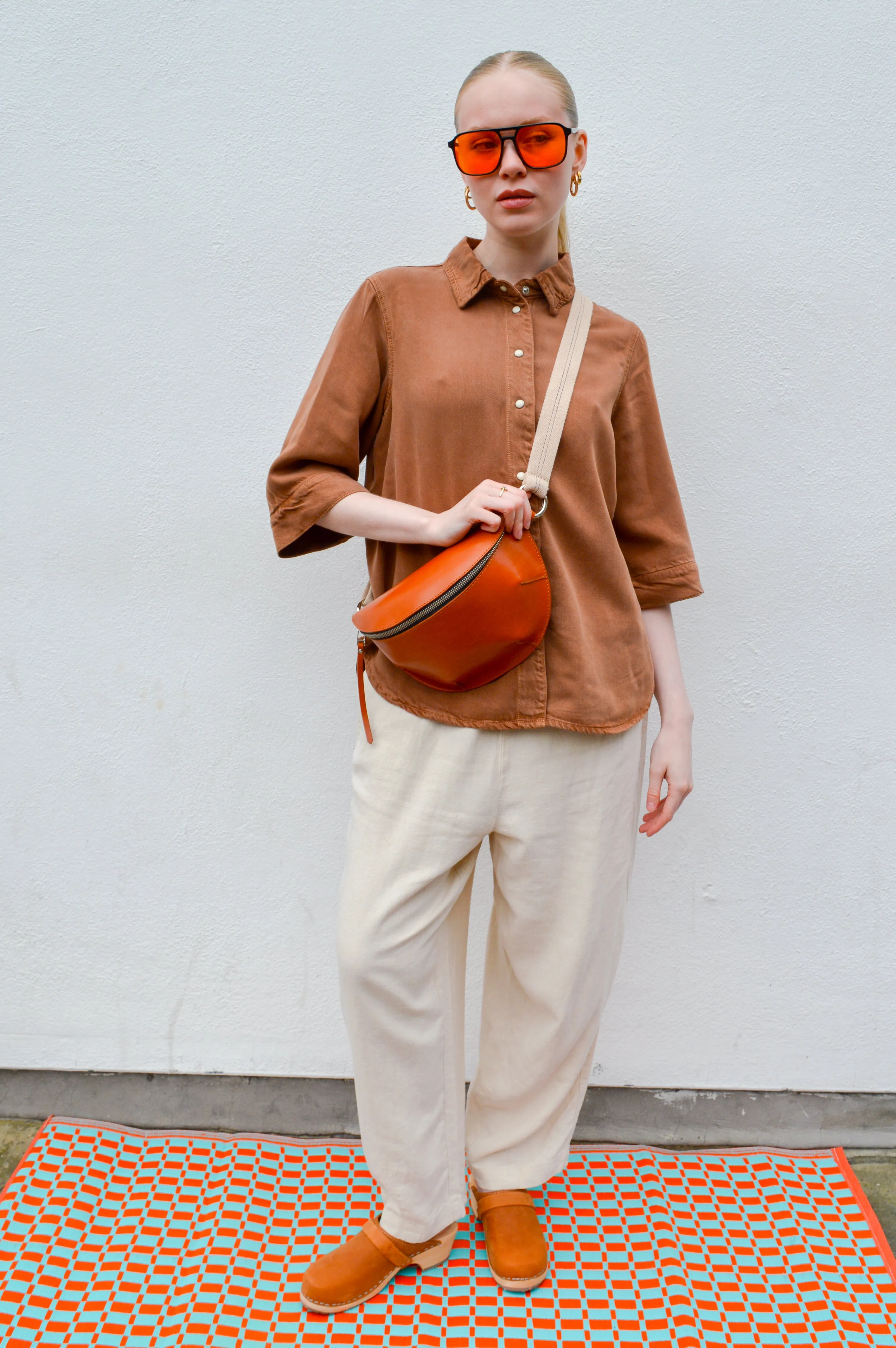 ICHI Linno Ecru Barrel Leg Trousers