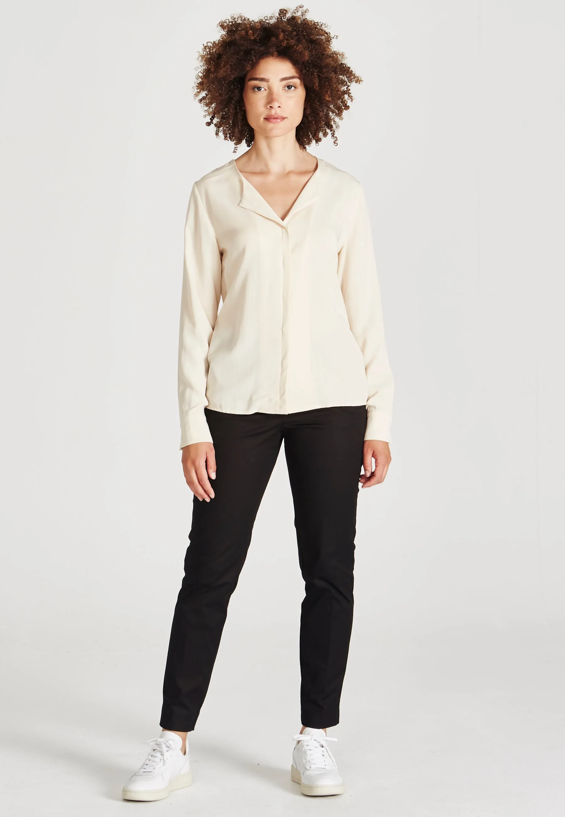 Ironing Pleat Trousers MONICA In Organic Cotton - Black Givn Berlin