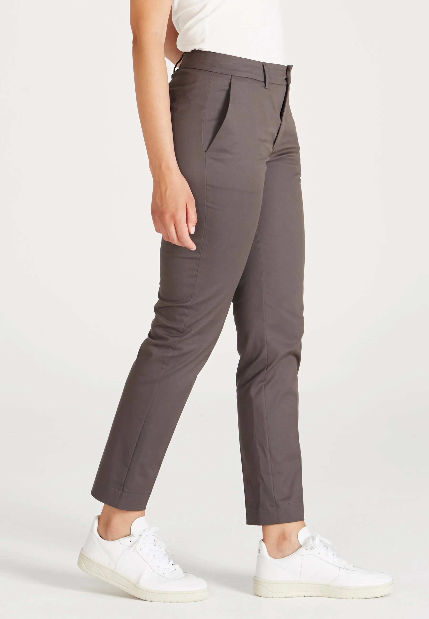 Ironing Pleat Trousers MONICA In Organic Cotton - Dark Grey Givn Berlin