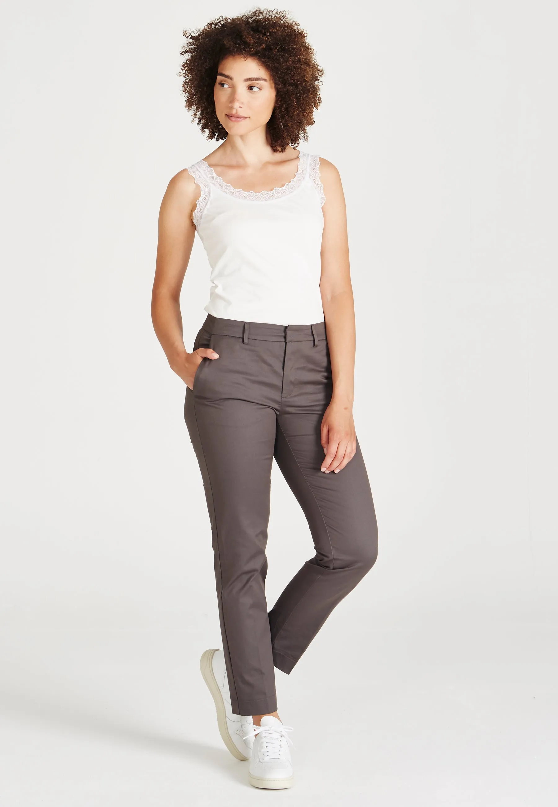 Ironing Pleat Trousers MONICA In Organic Cotton - Dark Grey Givn Berlin