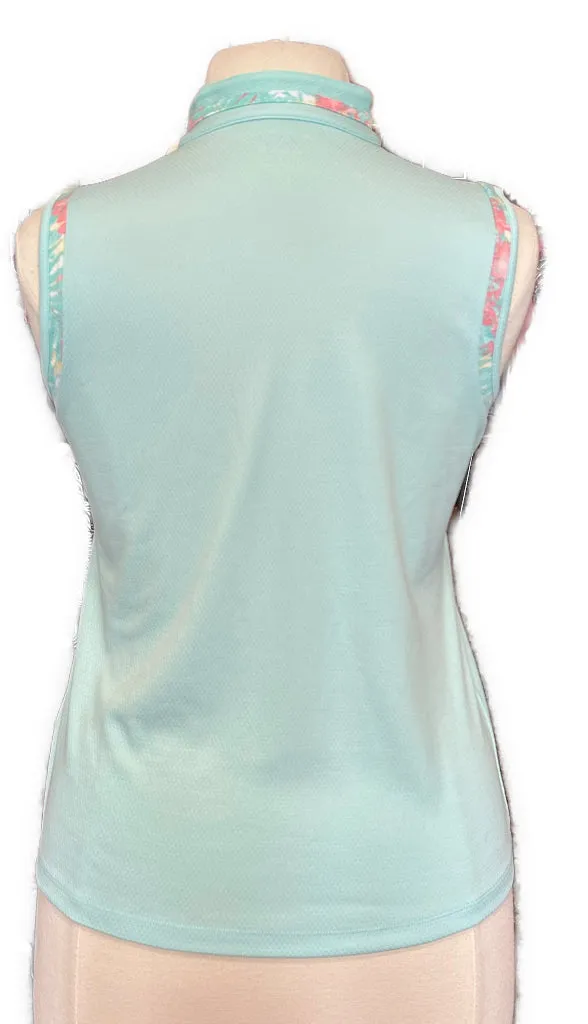 Izod Golf Light Blue Hexagon Textured Sleeveless Golf Top Size L