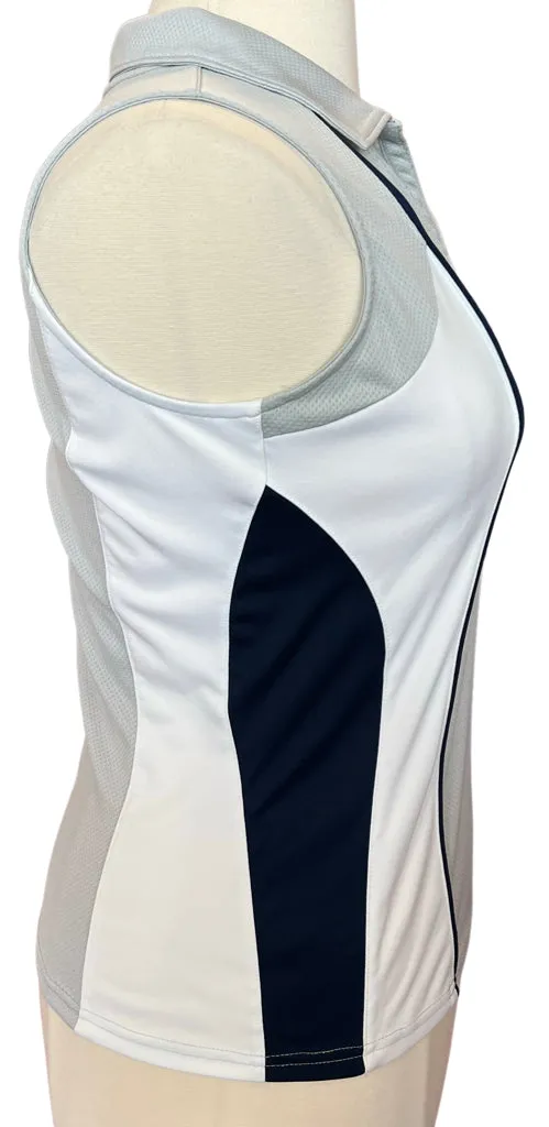 Izod Gray White and Navy Sleeveless Golf Polo Size L