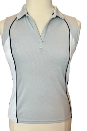 Izod Gray White and Navy Sleeveless Golf Polo Size L