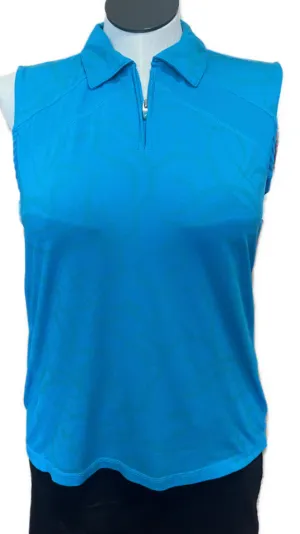 Izod Turquoise Sleeveless Golf Toi w/ Subtle Print Size XL