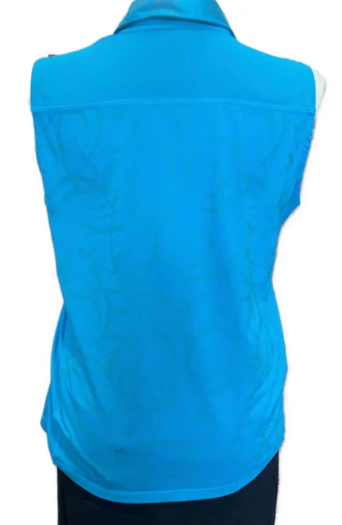 Izod Turquoise Sleeveless Golf Toi w/ Subtle Print Size XL