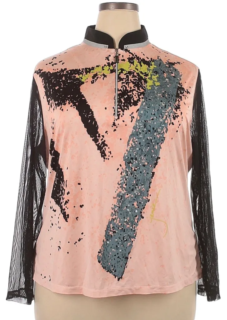 Jamie Sadock Black & Peach Long Sleeve Sun Shirt Size XXL. MSP$95