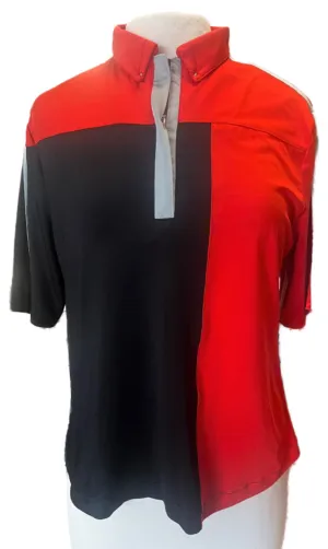 Jamie Sadock Red, Black and Gray Zip Golf Top Size L