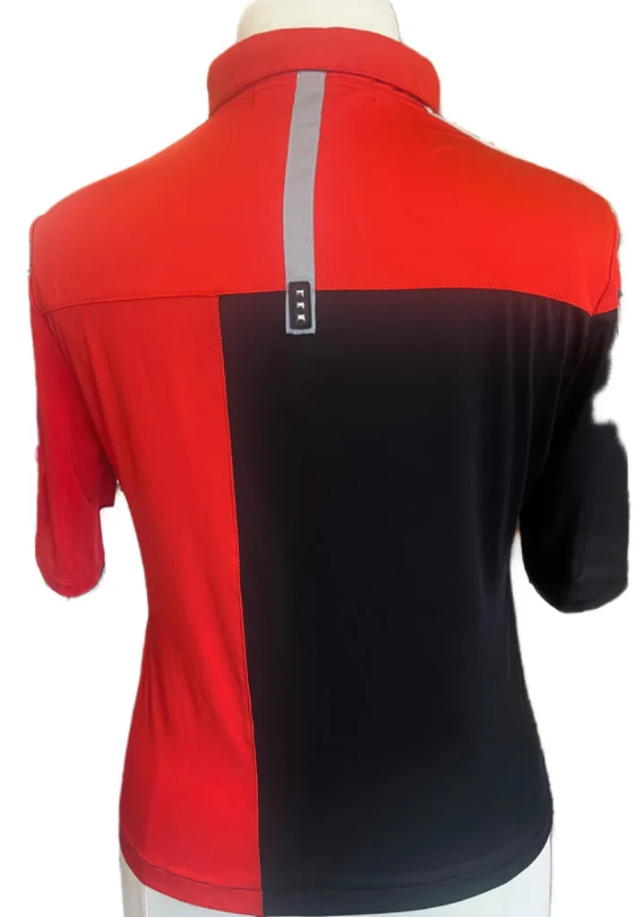 Jamie Sadock Red, Black and Gray Zip Golf Top Size L