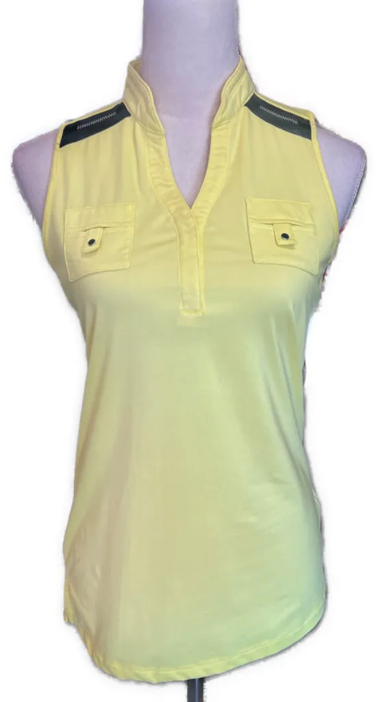 Jamie Sadock Women's Yellow Sleeveless Golf Top w/ Black Accents Size S MSp$96