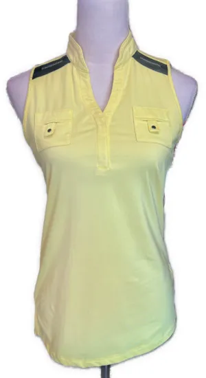 Jamie Sadock Women's Yellow Sleeveless Golf Top w/ Black Accents Size S MSp$96