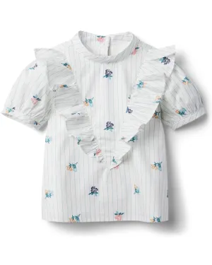 Janie and Jack Striped Floral Ruffle Top