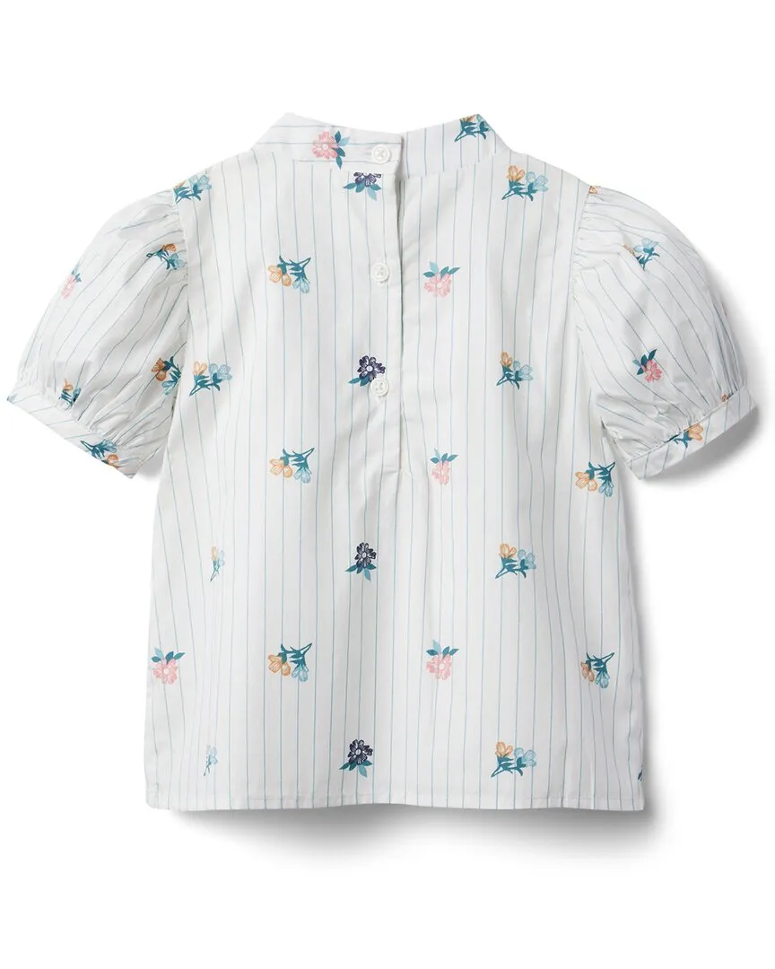 Janie and Jack Striped Floral Ruffle Top