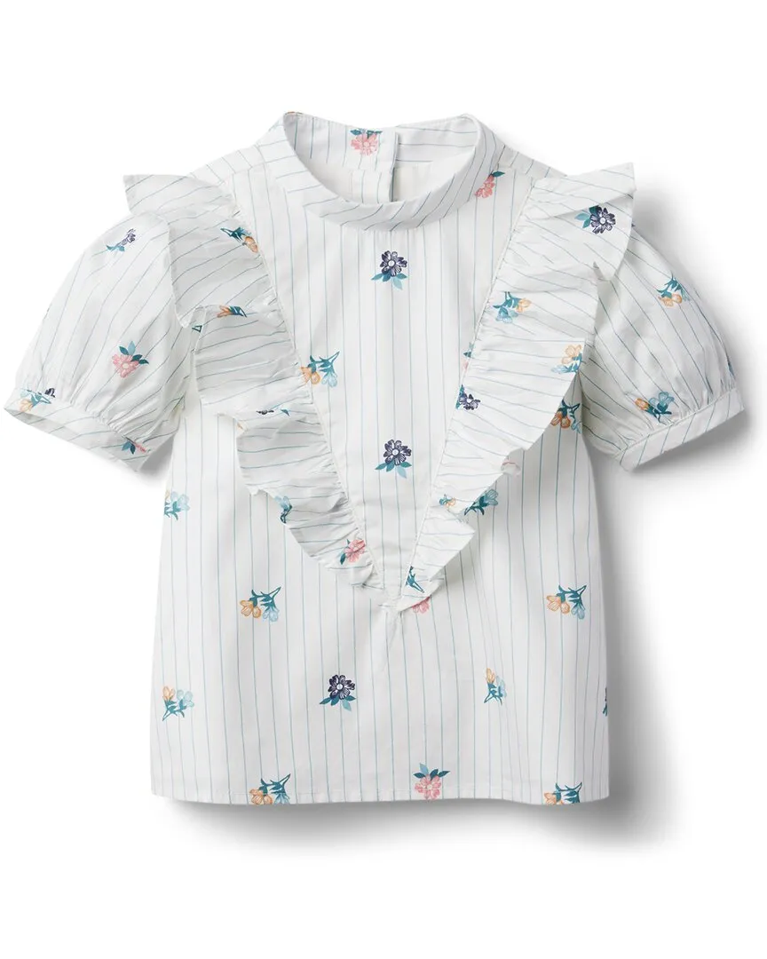 Janie and Jack Striped Floral Ruffle Top