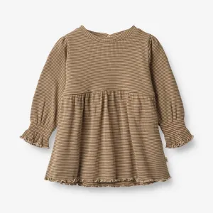 Jersey Dress Eliane | Baby - beige rib stripe Wheat