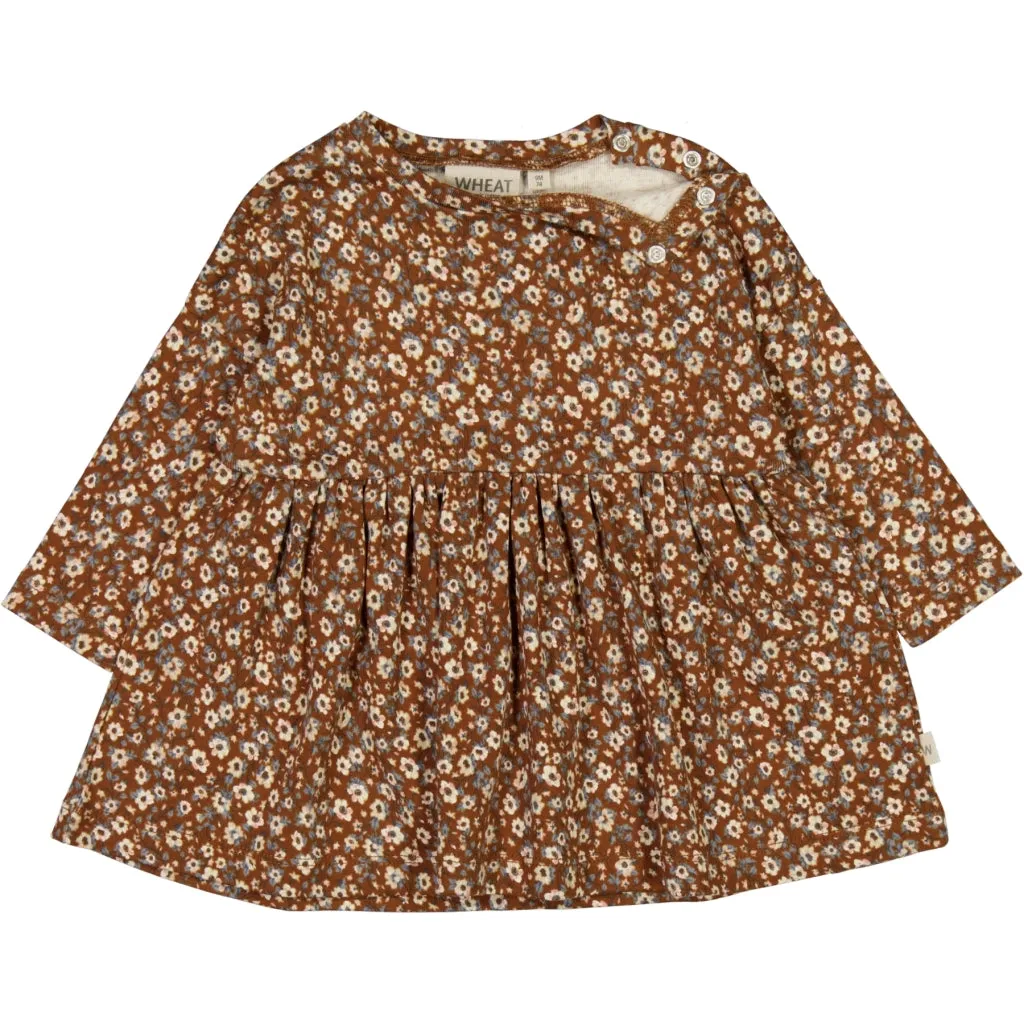 Jersey Dress Emmy - dry clay anemones Wheat