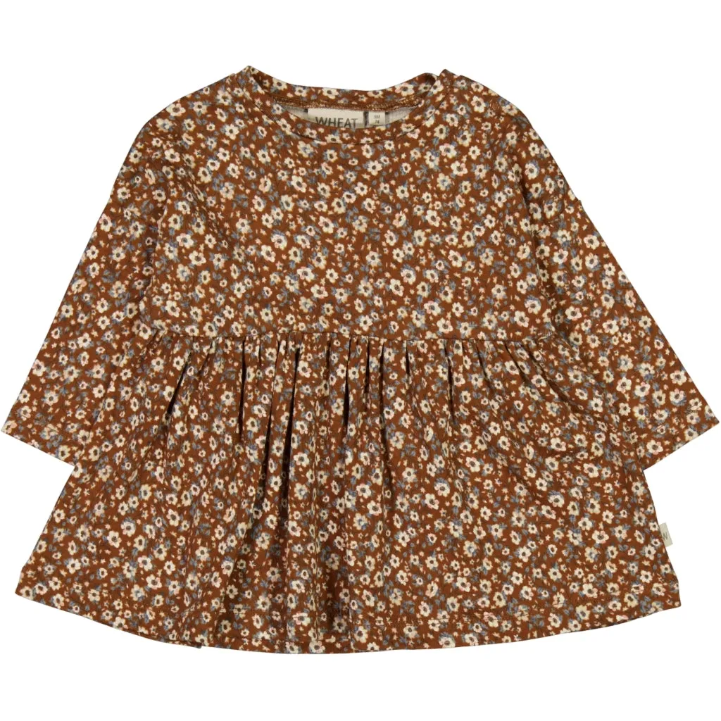 Jersey Dress Emmy - dry clay anemones Wheat