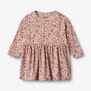 Jersey Dress L/S Emmy - pale rose flowers Wheat