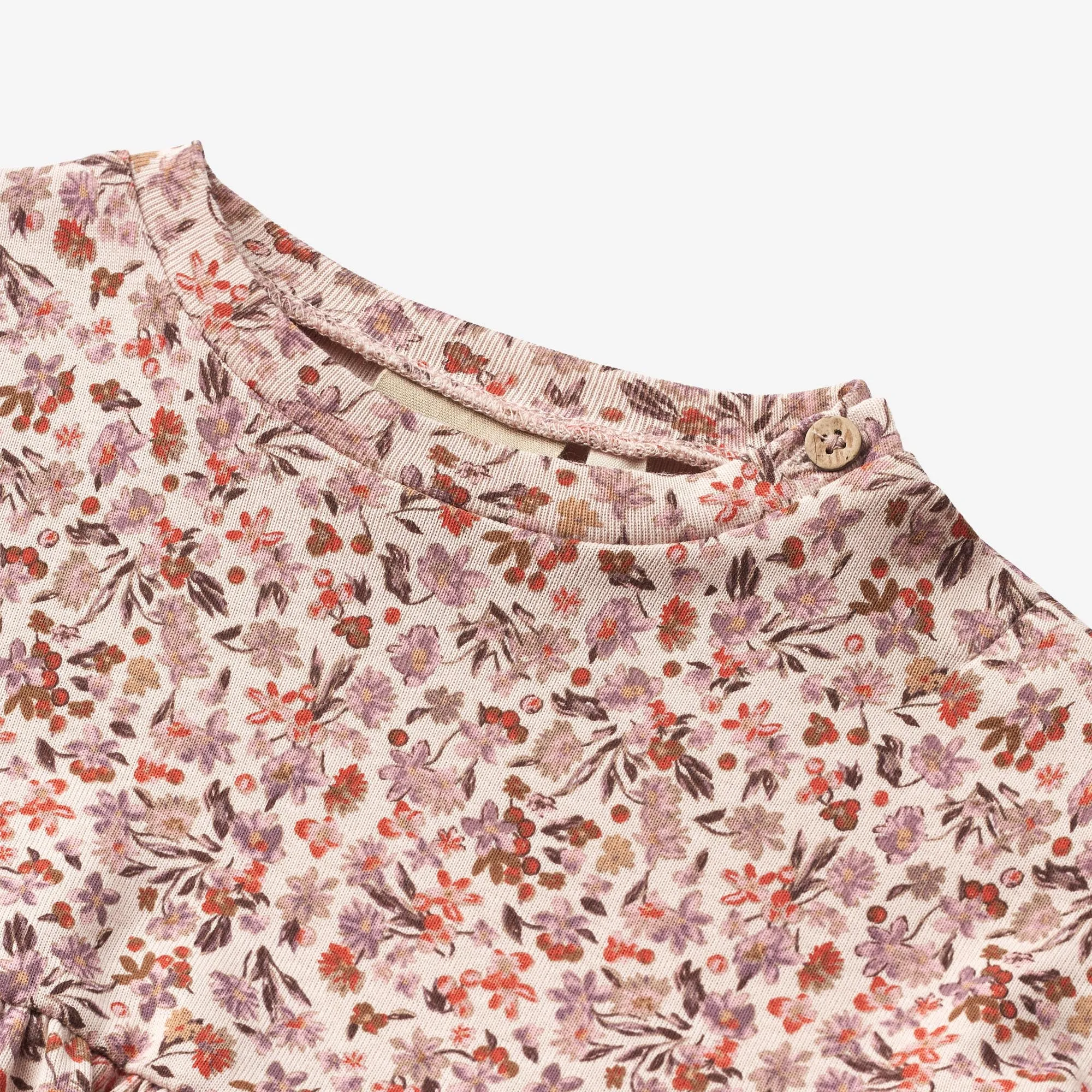 Jersey Dress L/S Emmy - pale rose flowers Wheat