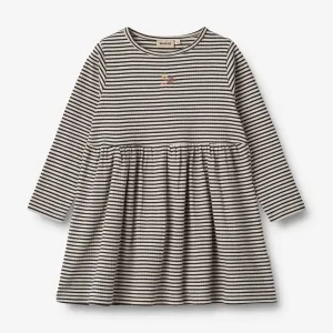 Jersey Dress L/S Sessa - black stripe Wheat