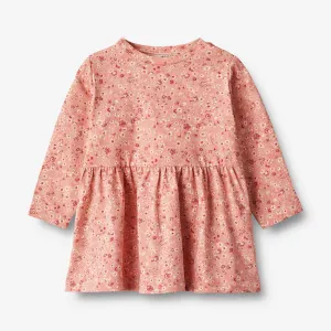 Jersey Dress L/S Sessa - rosette flowers Wheat