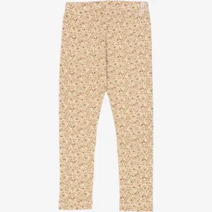 Jersey Leggings - eggshell flowers Wheat