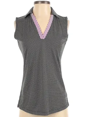 Jofit Black & White Polka Dot Sleeveless Golf Polo Size XS MSP$