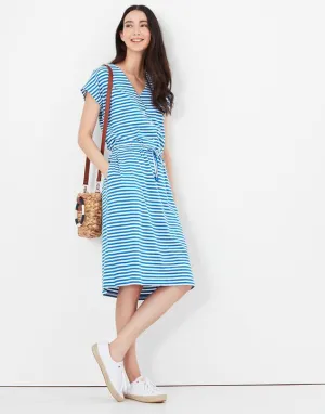 Joules Women's Kylie Drawstring Waist Jersey Dress - Blue Stripe