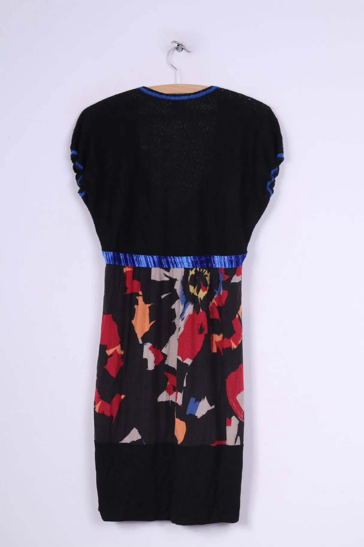 Kali Orea Womens 10 S Mini Dress Multi print Black Short Sleeve Different Textures Italy
