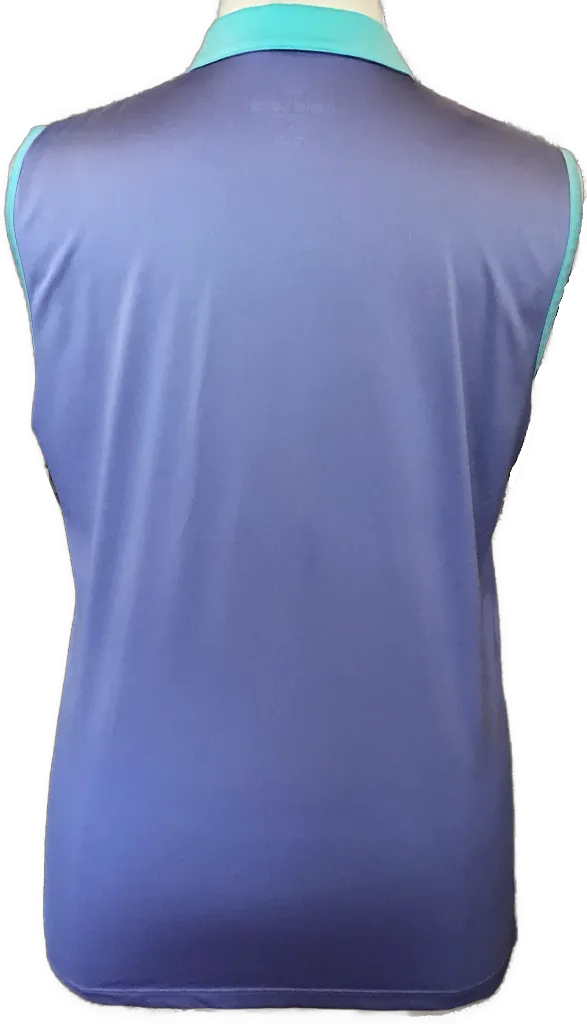 Kate Lord Lavender & Aqua Sleeveless Golf Polo SIze L