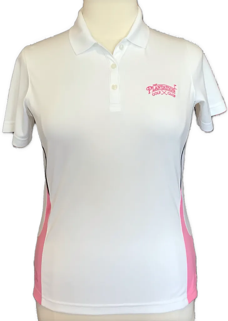 Kate Lord Performance White & Pink Polo w/ Logo Size L