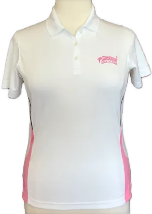 Kate Lord Performance White & Pink Polo w/ Logo Size L