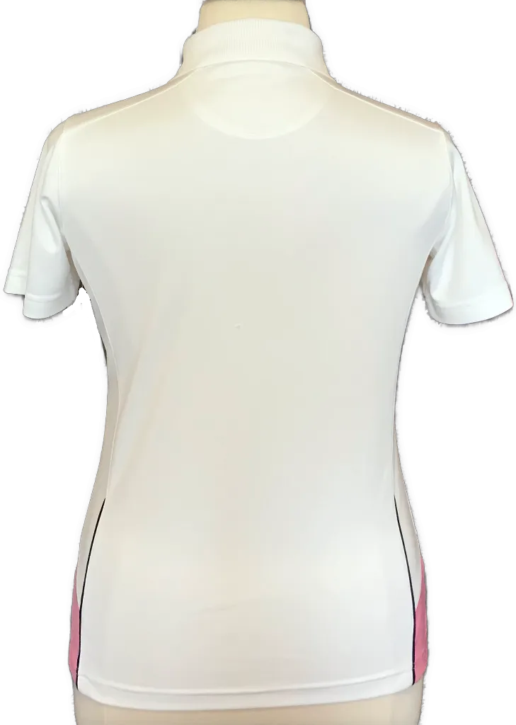Kate Lord Performance White & Pink Polo w/ Logo Size L