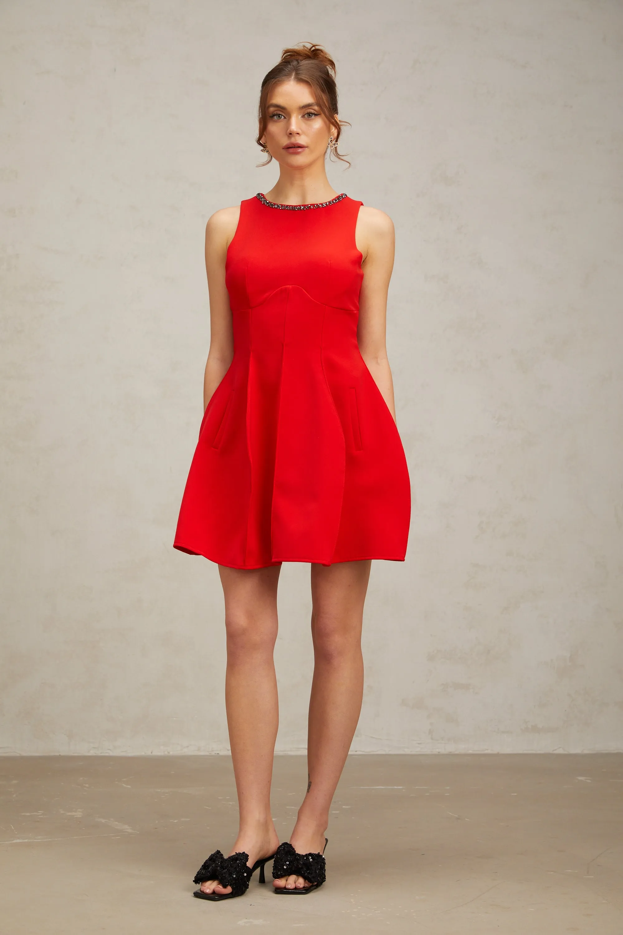 Katie red crystal-embellished puff mini dress Gloria Lanvin