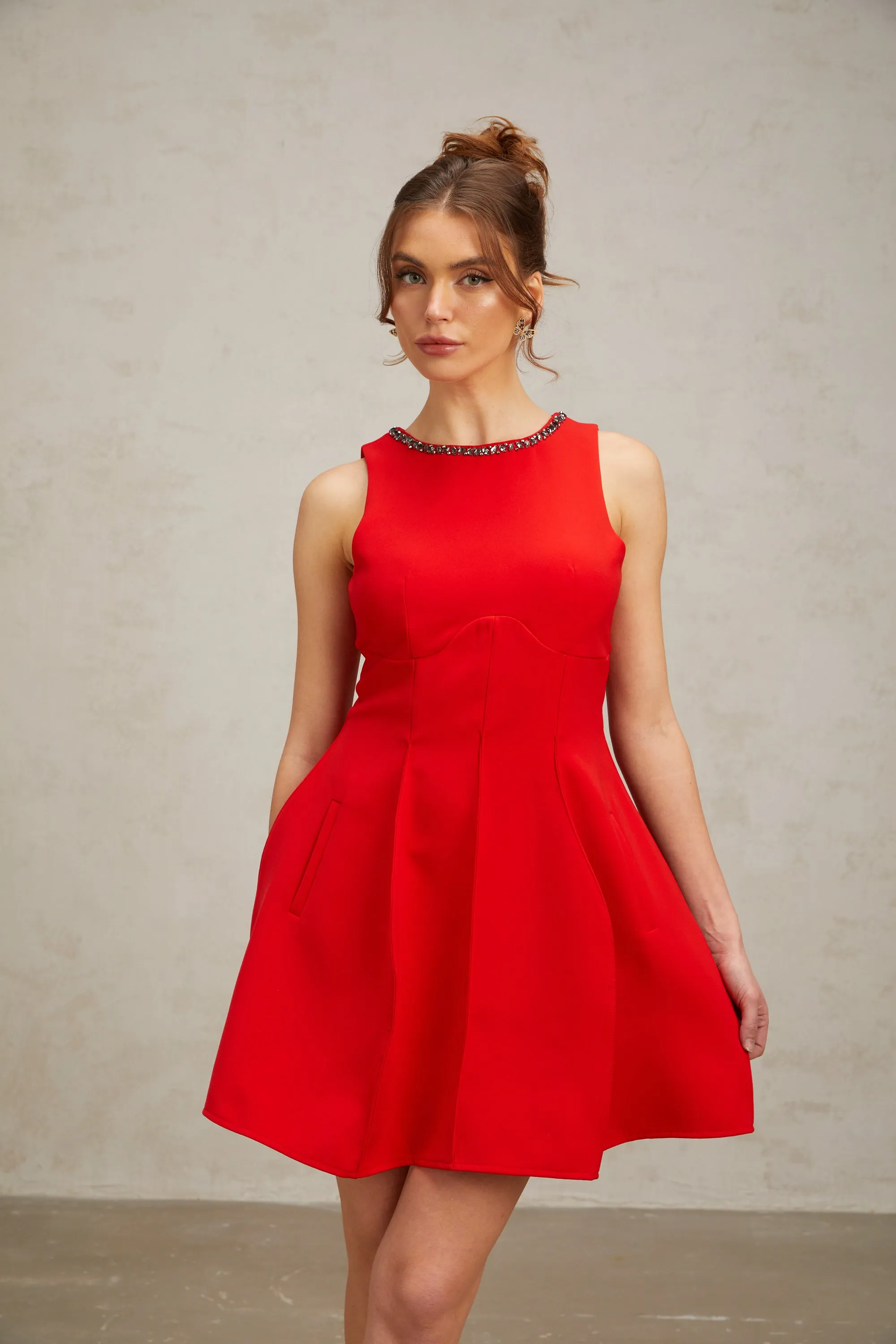 Katie red crystal-embellished puff mini dress Gloria Lanvin