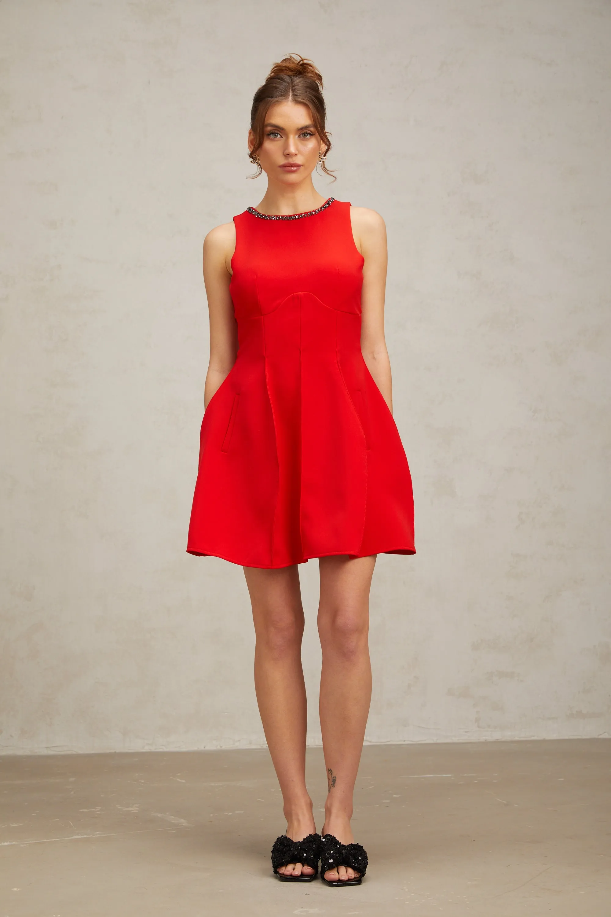 Katie red crystal-embellished puff mini dress Gloria Lanvin