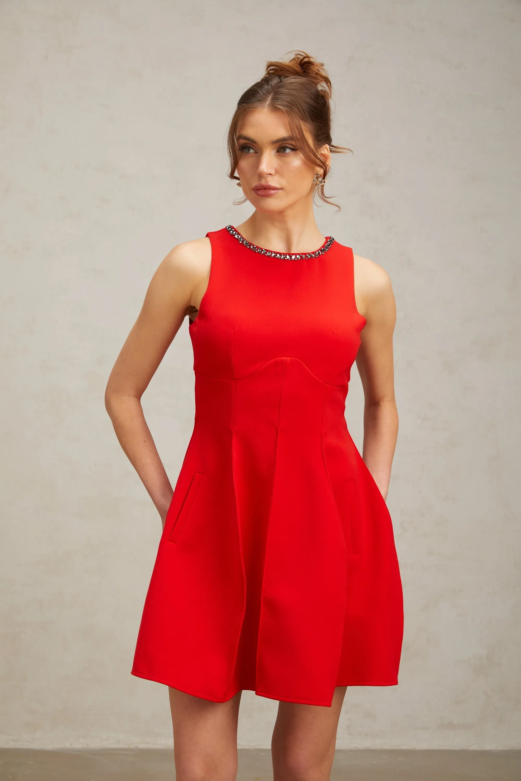 Katie red crystal-embellished puff mini dress Gloria Lanvin