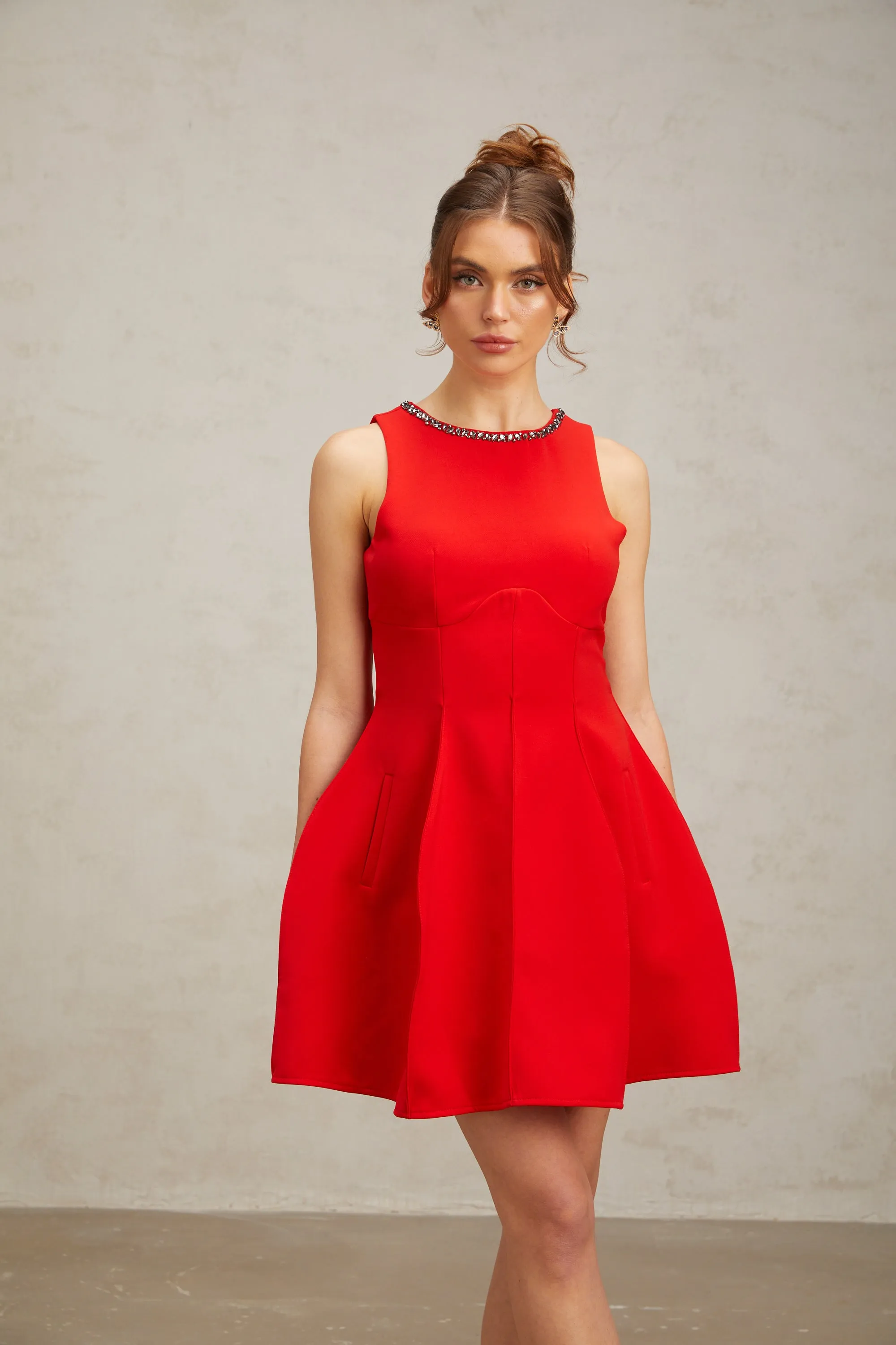 Katie red crystal-embellished puff mini dress Gloria Lanvin