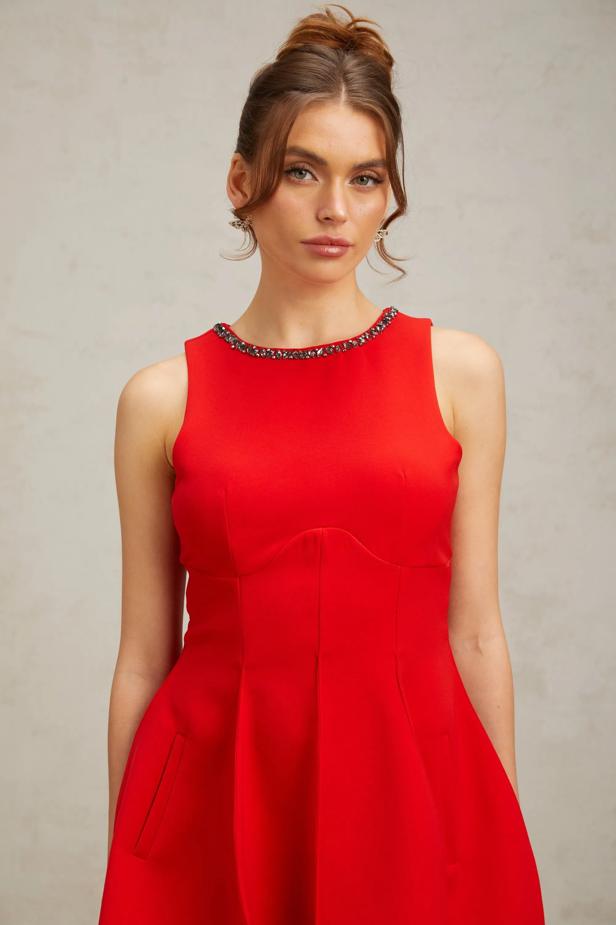 Katie red crystal-embellished puff mini dress Gloria Lanvin